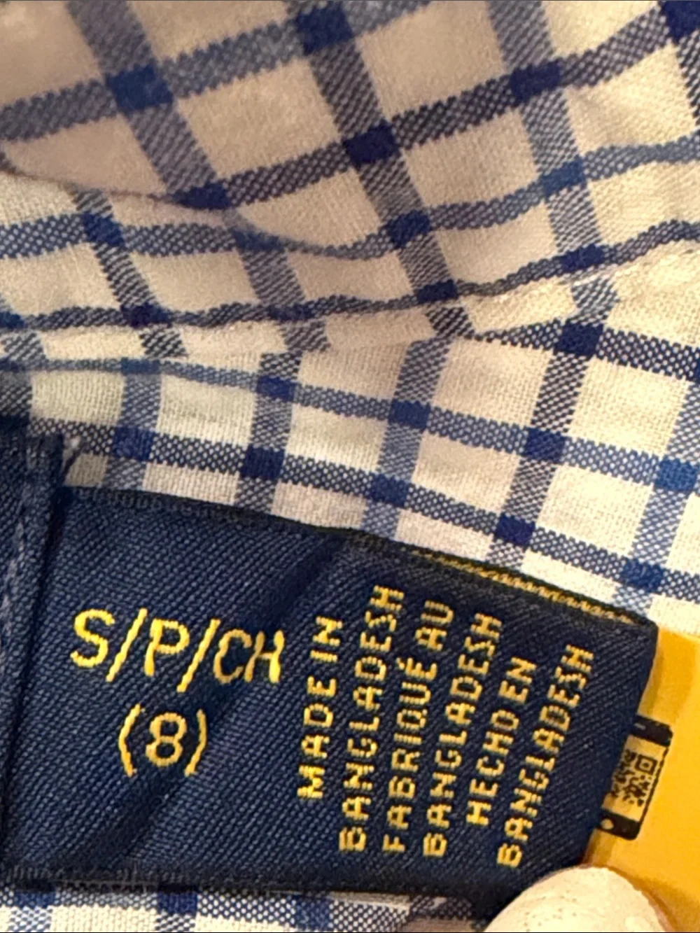 Ralph Lauren Boys Navy & White Mini Check Button-Down Shirt Size 8